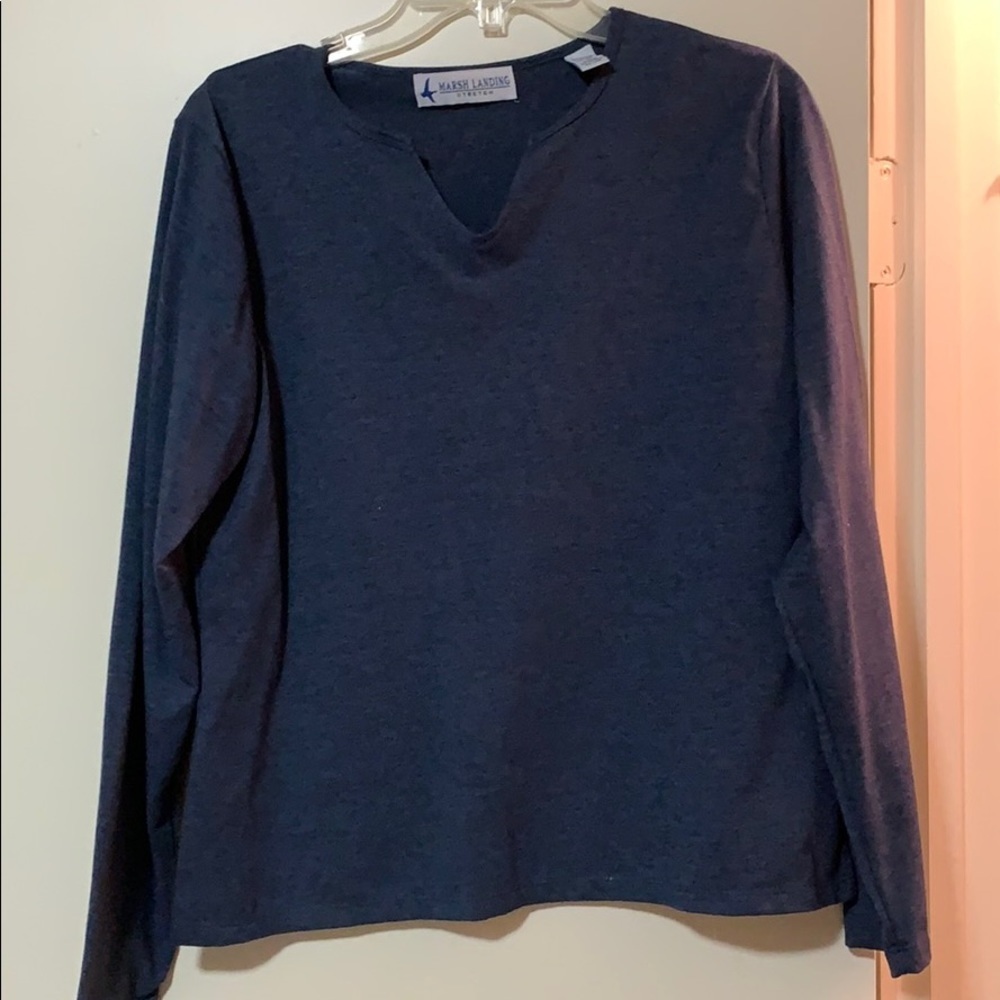 Marsh Landing large long sleeve stretch top